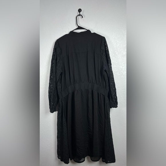 LANE BRYANT GIRL WITH CURVES DRESS LONG SLEEVE BLACK FLORAL LACE BUTTON FRONT 24 - Picture 4 of 10